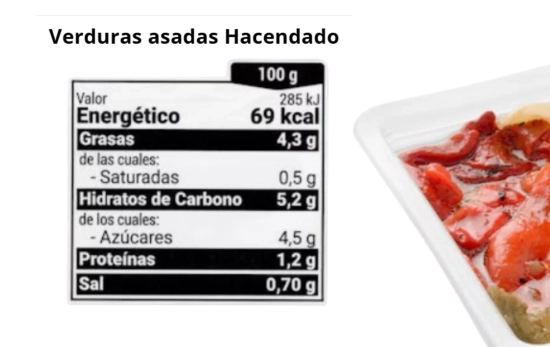 Verduras asadas valor nutricional/ MERCADONA