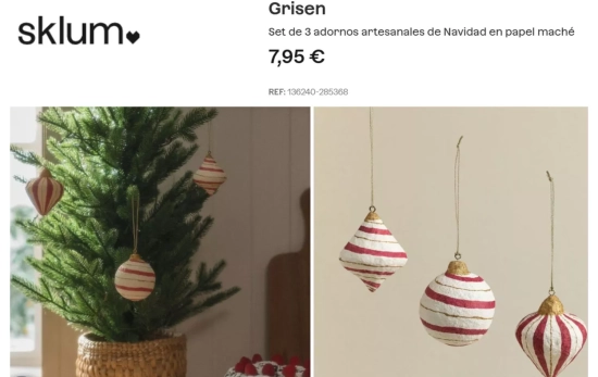 Set de 3 adornos artesanales de Navidad/ SKLUM Set de 3 adornos artesanales de Navidad/ SKLUM