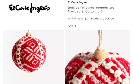 Bola con motivos geométricos, tipo tejida a mano/ EL CORTE INGLÉS Bola con motivos geométricos, tipo tejida a mano/ EL CORTE INGLÉS