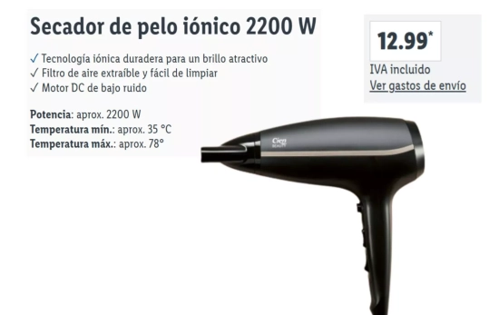 Secador de pelo iónico 2200 W/ LIDL