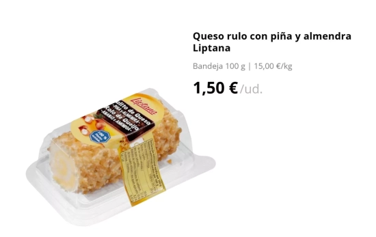 Queso rulo con piña y almendra Liptana/ MERCADONA Queso rulo con piña y almendra Liptana/ MERCADONA