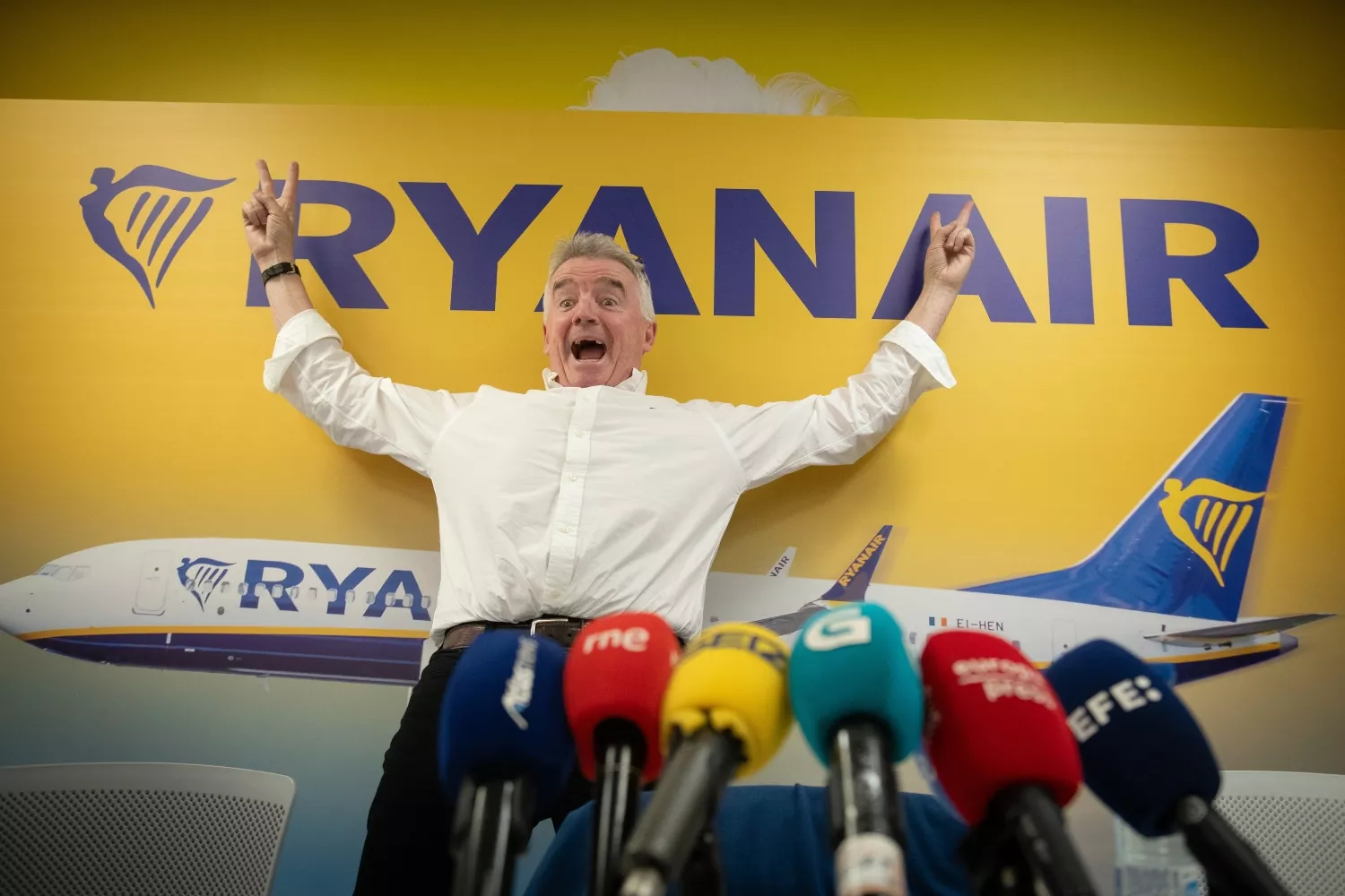 El consejero delegado de Ryanair, Michael O'Leary, durante una rueda de prensa / Fernando Sánchez - EP
