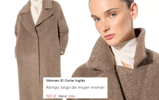 Abrigo largo de mujer mohair/ EL CORTE INGLÉS Abrigo largo de mujer mohair/ EL CORTE INGLÉS