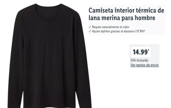 Camiseta lana merina/ LIDL