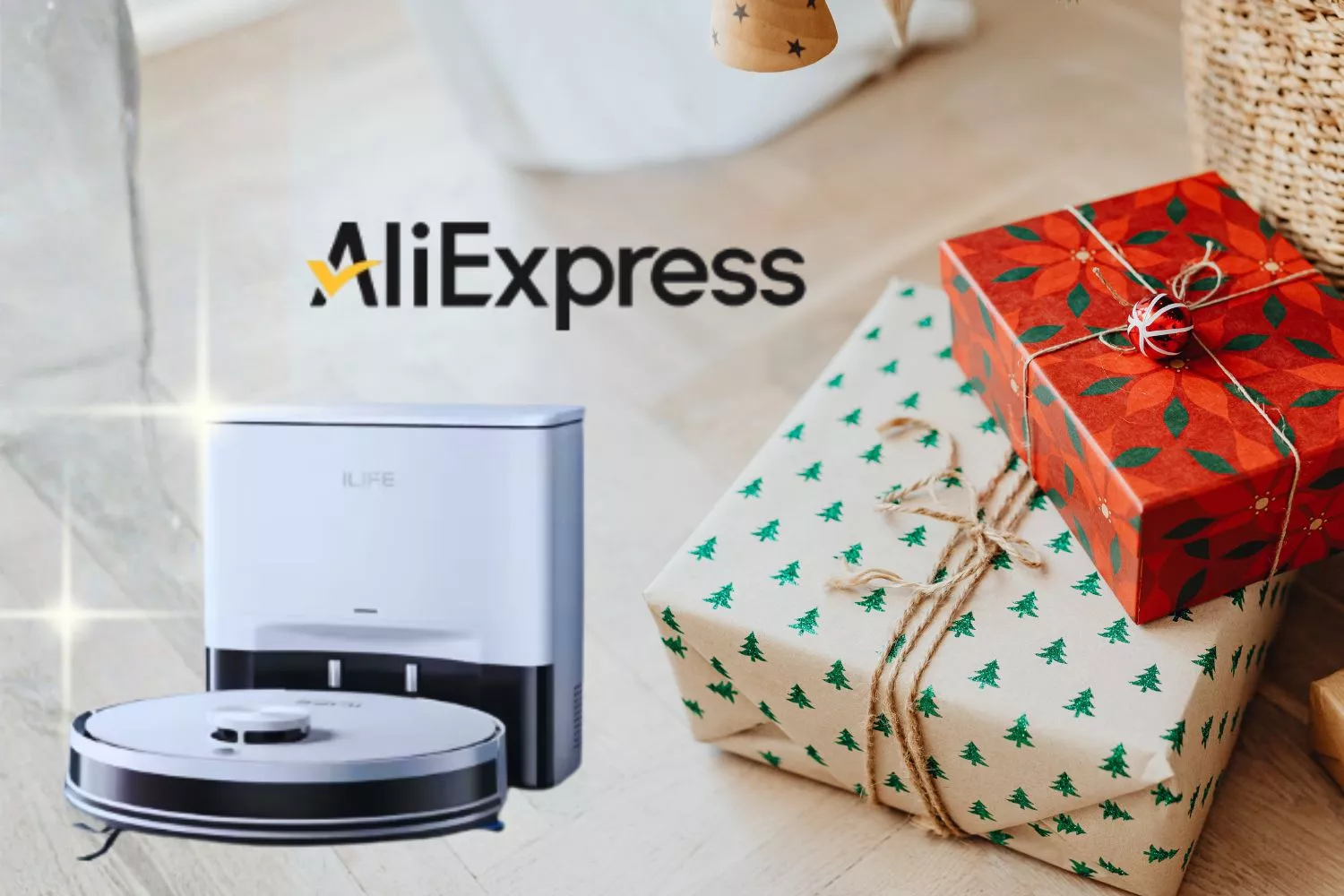 Imagen del aspirador inteligente de AliExpress / Montaje Consumidor Global