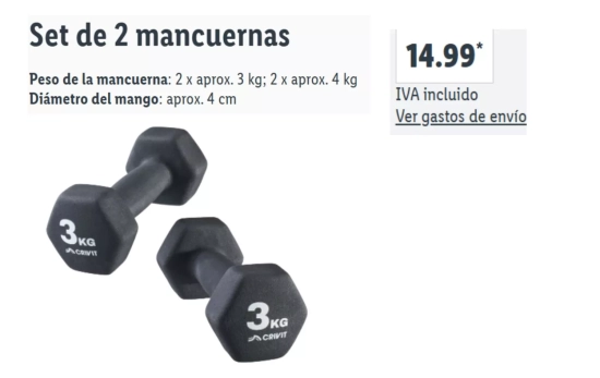 Set de mancuernas fitness/ LIDL