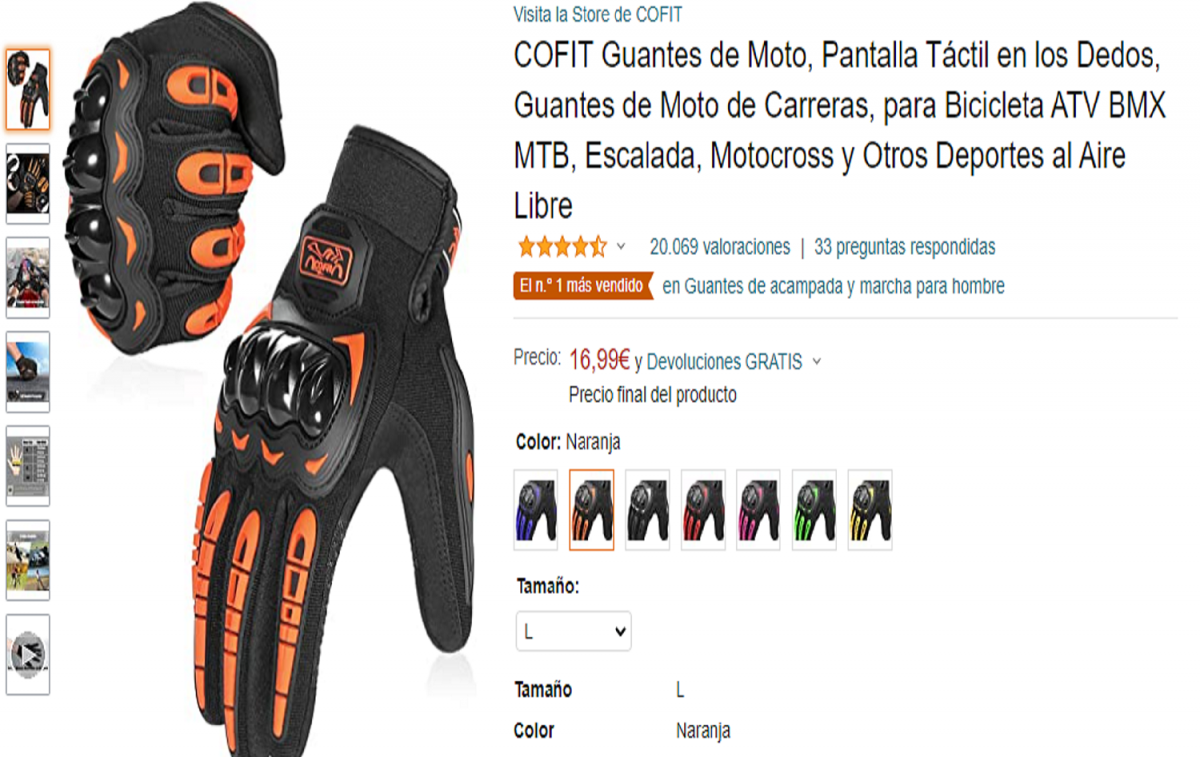 Guantes de moto COFIT de pantalla táctil vendidos por Amazon / AMAZON