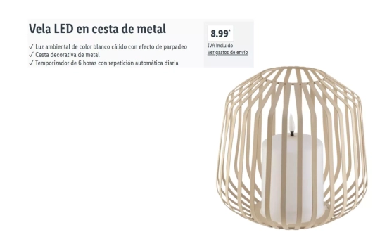 Vela LED cesta de metal/ LIDL Vela LED cesta de metal/ LIDL