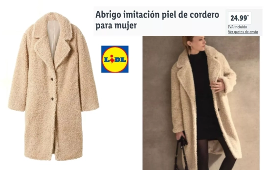 Abrigo borrego crema/ LIDL