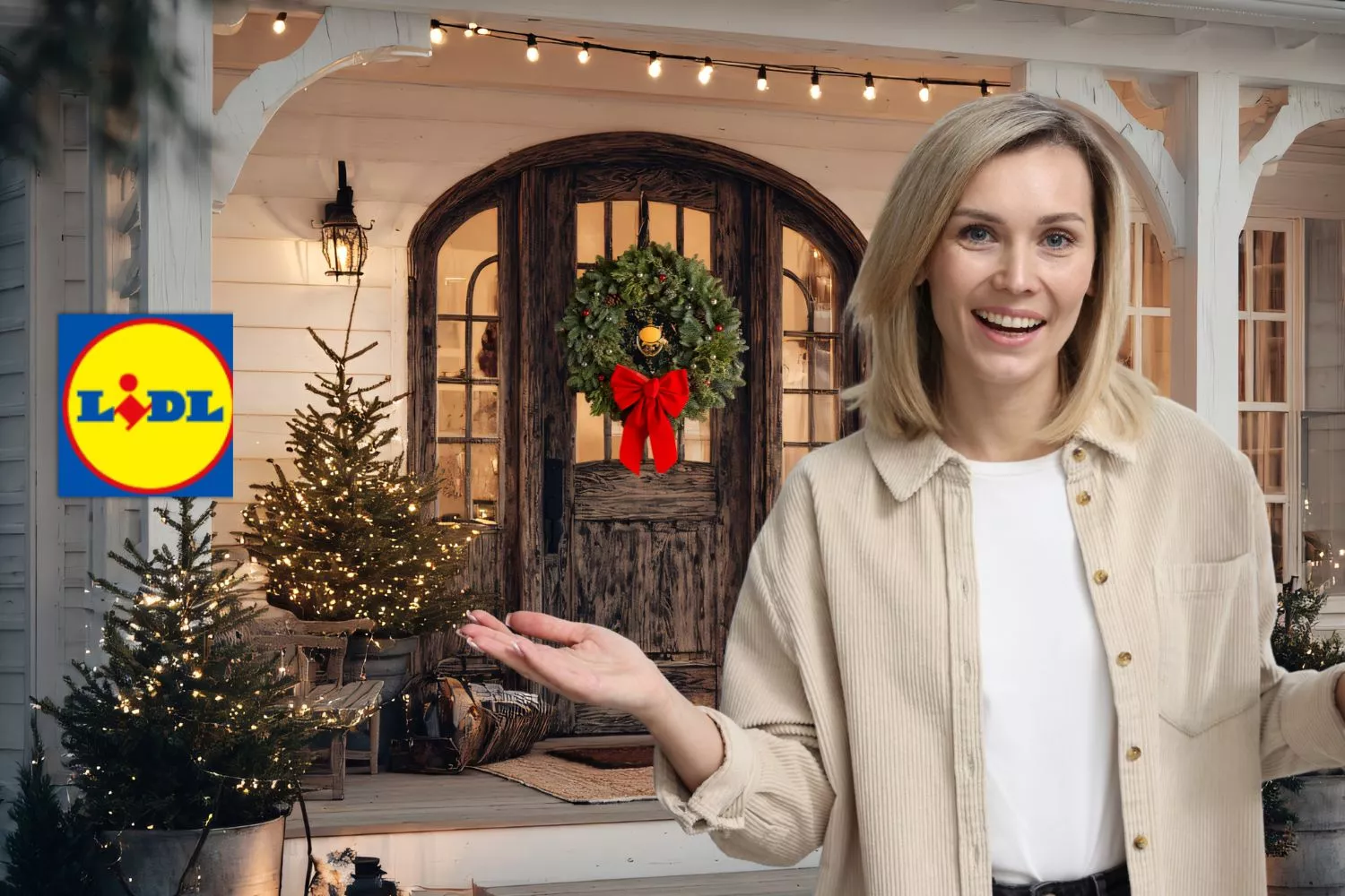 Una anfitriona abriendo la puerta en su cena de Nochebuena / Montaje Consumidor Global