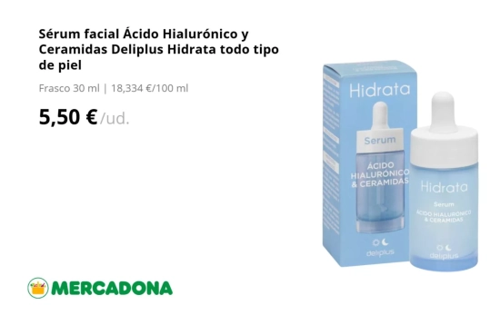 Sérum facial Ácido Hialurónico y Ceramidas Deliplus / MERCADONA