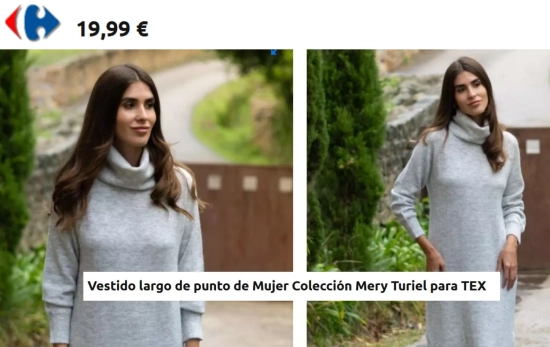 Vestido largo de punto de Mujer Colección Mery Turiel/ CARREFOUR Vestido largo de punto de Mujer Colección Mery Turiel/ CARREFOUR