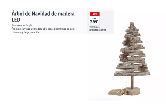 Árbol de Navidad de madera LED/ LIDL