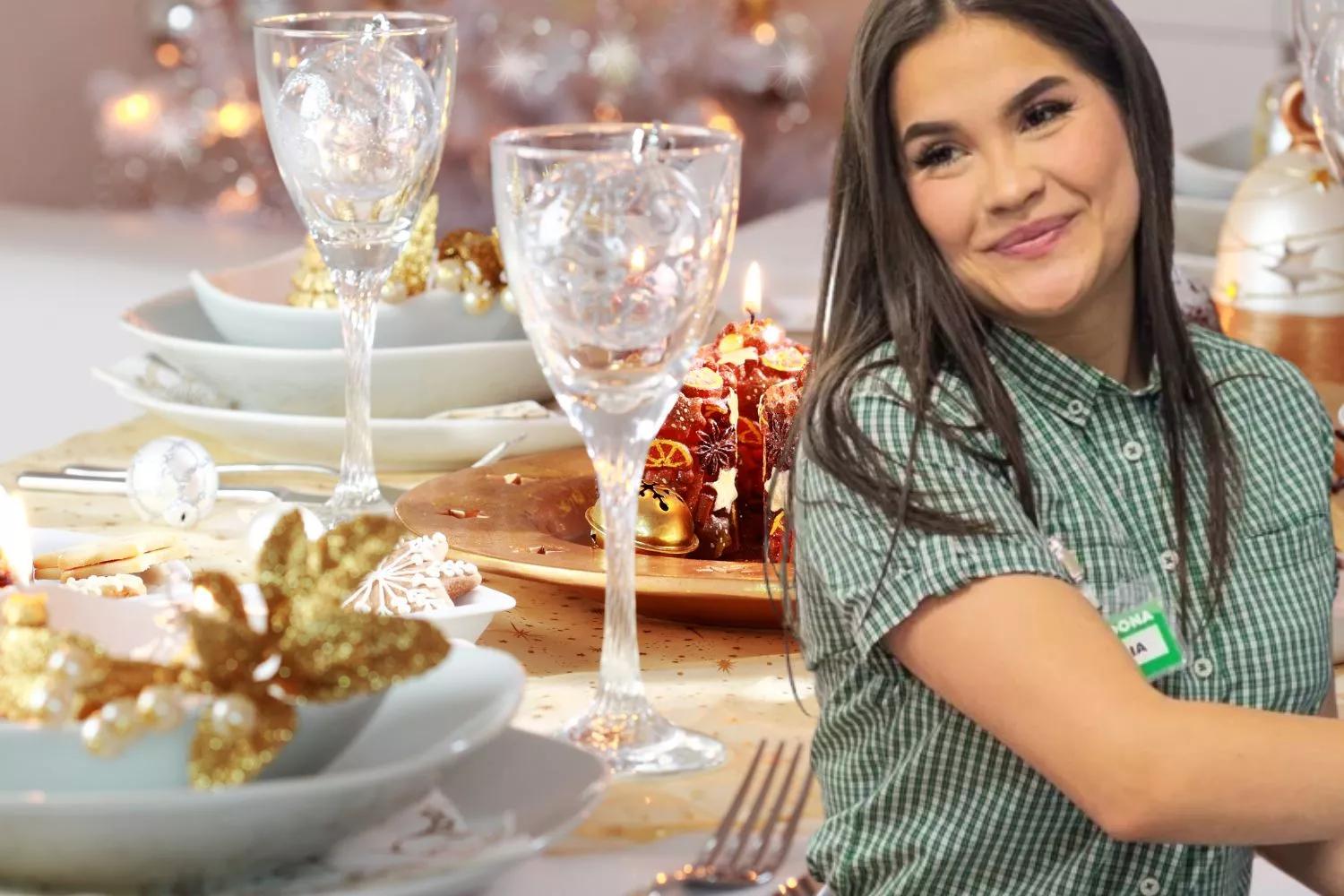 Una trabajadora de Mercadona y postres típicos de la Navidad/ Montaje Consumidor Global Una trabajadora de Mercadona y postres típicos de la Navidad/ Montaje Consumidor Global