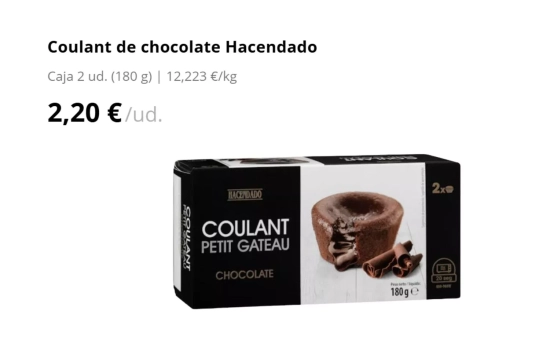Coulant de chocolate/ MERCADONA Coulant de chocolate/ MERCADONA