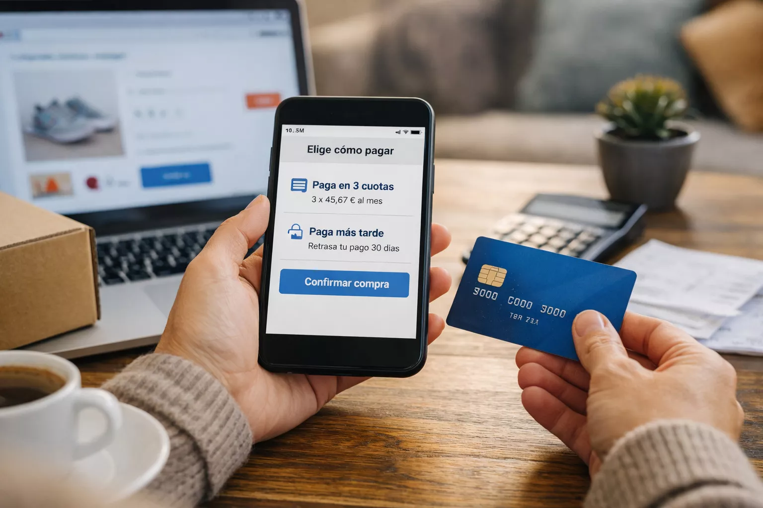 Imagen de una persona comprando a plazos con su tarjeta de crédito