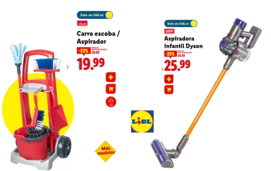 Juguetes de productos de limpieza para el hogar realistas de Vileda o Dyson/ LIDL