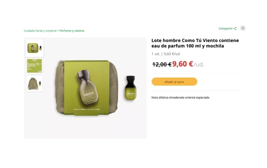 Lote Viento, fragancia masculina Deliplus / MERCADONA