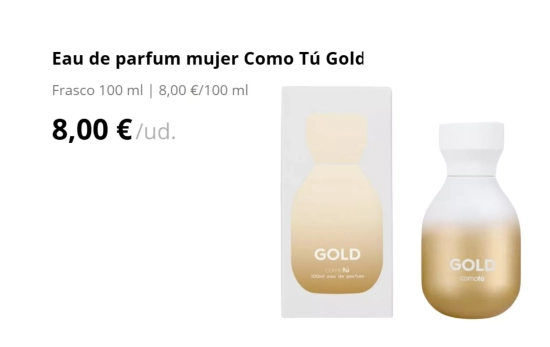 Eau de parfum mujer Como Tú Gold/ MERCADONA