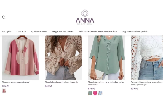 Varias camisas vendidas en la web fraudulenta Anna Barcelona / CG
