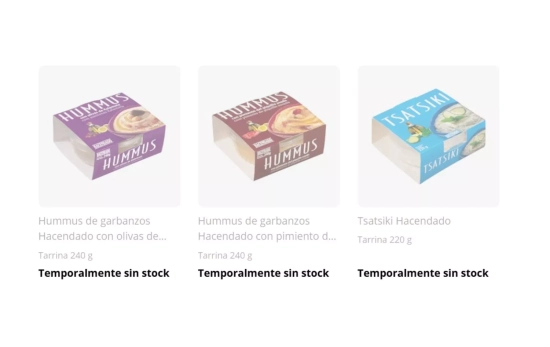 Hummus y variaciones Hacendado sin stock/ MERCADONA