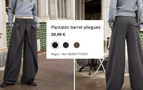 Pantalón barrel pliegues/ BERSHKA