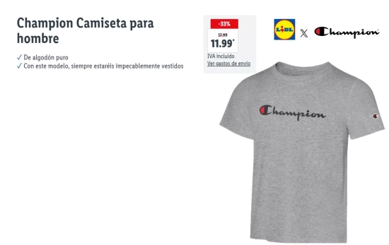 Camiseta gris Champion/LIDL