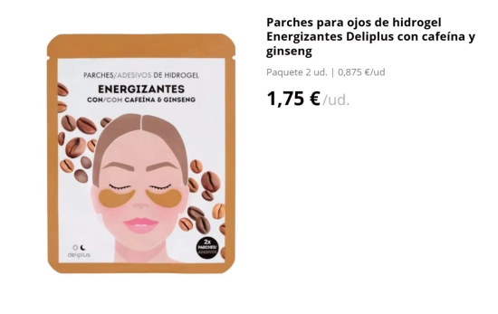 Parches para ojos de hidrogel Energizantes Deliplus con cafeína y ginseng/ MERCADONA