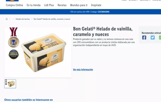 Un helado Gelatelli de Lidl / CAPTURA