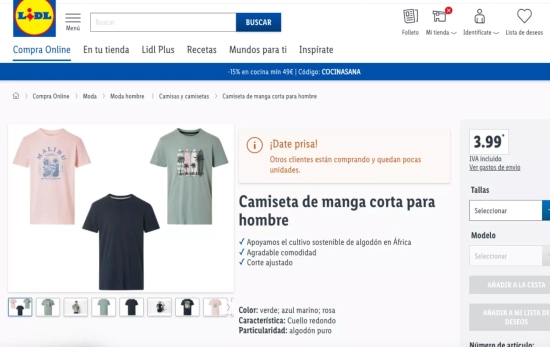Las camisetas Livergy de algodón 100% de Lidl / CAPTURA