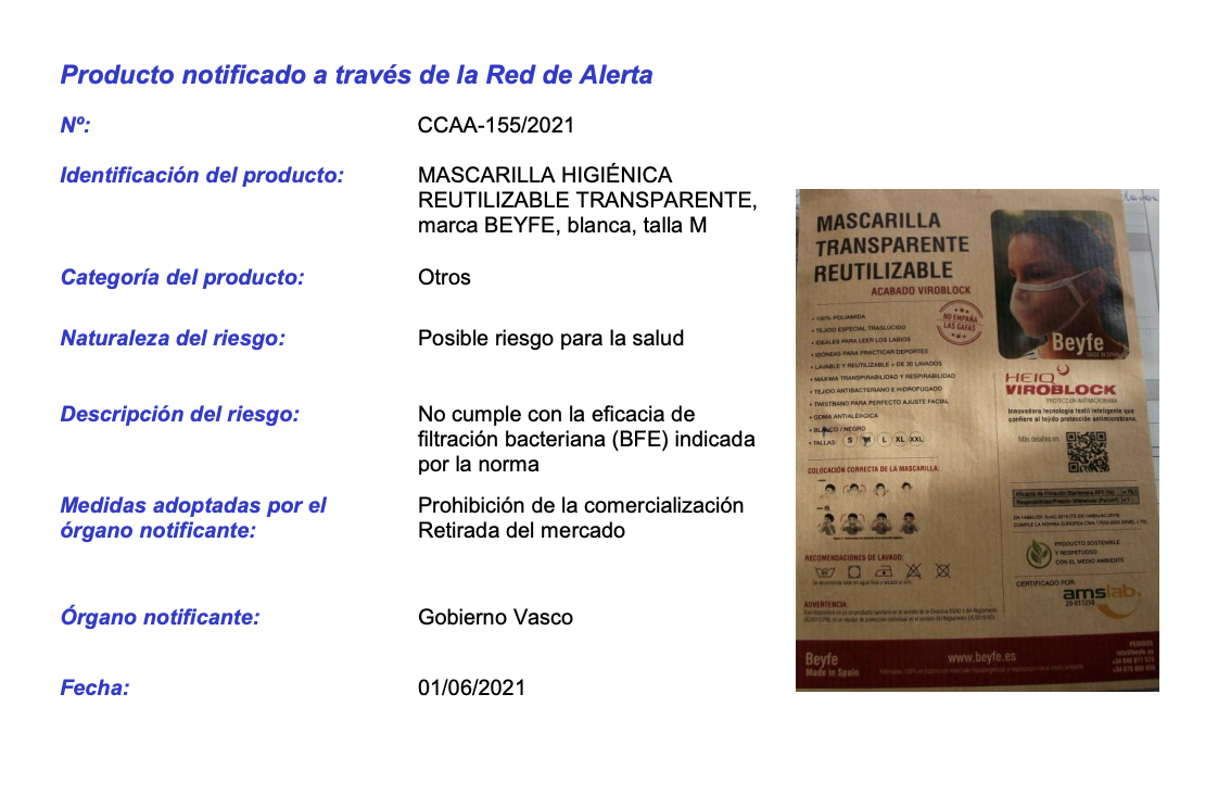 La alerta emitida por el Gobierno Vasco y Consumo / MINISTERIO DE CONSUMO