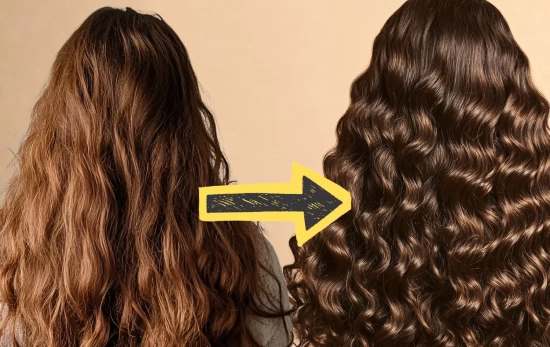 Una melena antes y después de usar el rizador-moldeador de Lidl/ Montaje Consumidor Global