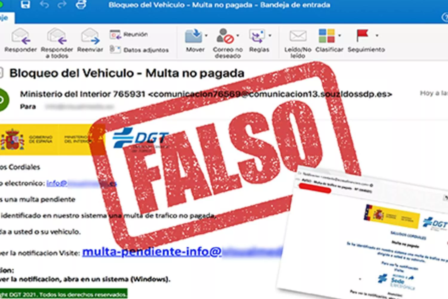 La DGT recuerda que nunca notifica multas a través de correo electrónico / DGT