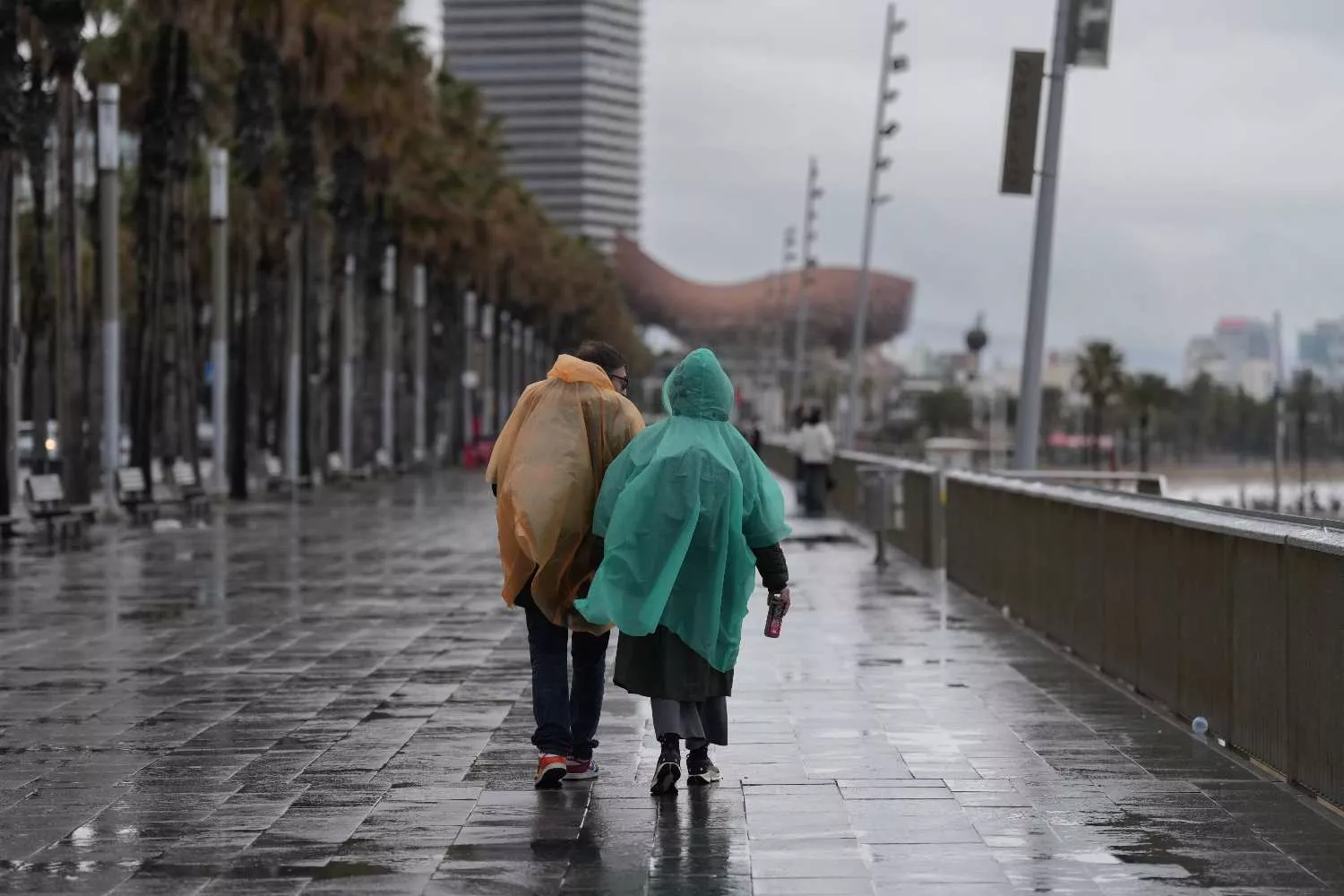 Vecinos de Barcelona pasean bajo la lluvia / EUROPA PRESS - DAVID ZORRAKINO