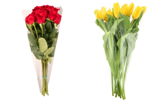 Los ramos de rosas y tulipanes de Aldi / Montaje CONSUMIDOR GLOBAL