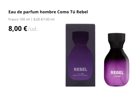 Eau de parfum hombre Como Tú Rebel/ MERCADONA