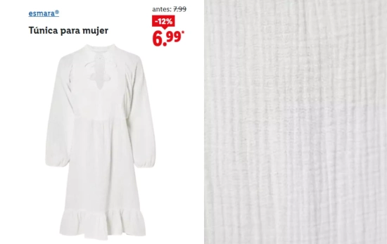 Túnica para mujer blanca/ LIDL