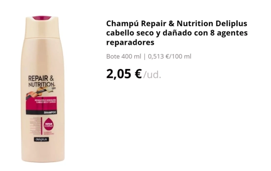 Champú Repair & Nutrition Deliplus/ MERCADONA