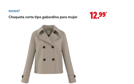 Chaqueta corta tipo gabardina para mujer/ LIDL