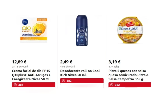  Ejemplos de artículos que gozan del 3x2/ CARREFOUR