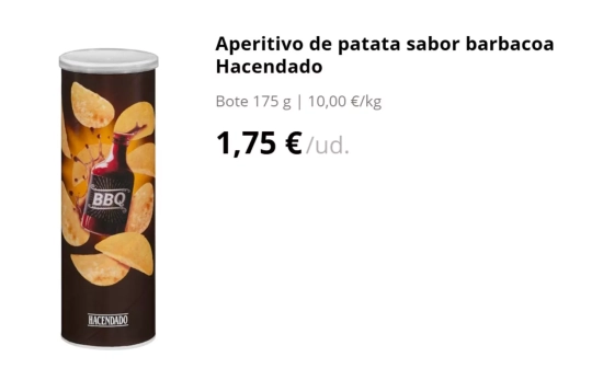 Patatas de sabor barbacoa/ MERCADONA