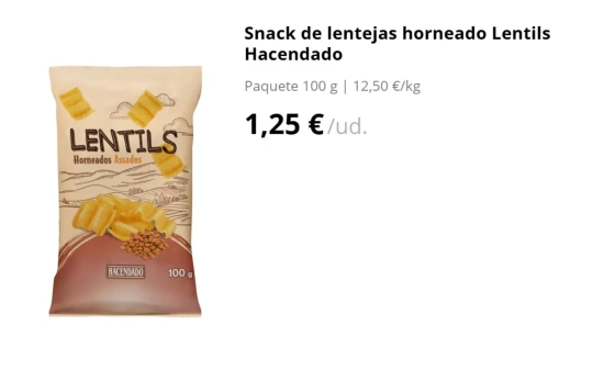 Snack lentejas/ MERCADONA