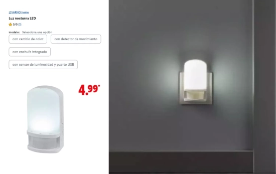 Luz nocturna LED/ LIDL