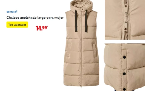 Chaleco acolchado largo para mujer/ LIDL Chaleco acolchado largo para mujer/ LIDL