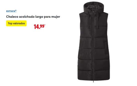 Chaleco acolchado largo para mujer/ LIDL Chaleco acolchado largo para mujer/ LIDL