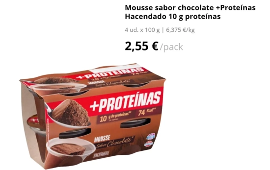 Mousse sabor chocolate +Proteínas/ MERCADONA