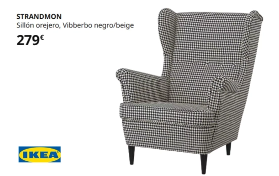 Sillón estampado en cuadros Vichy/ IKEA