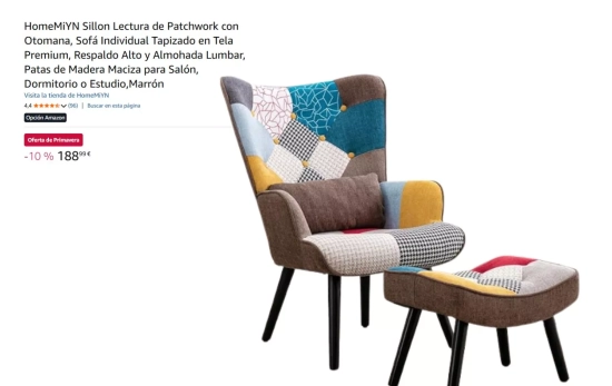 Sofá orejero estilo patchwork/ AMAZON