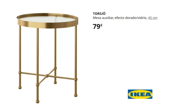 Mesilla auxiliar retro en metal dorado/ IKEA