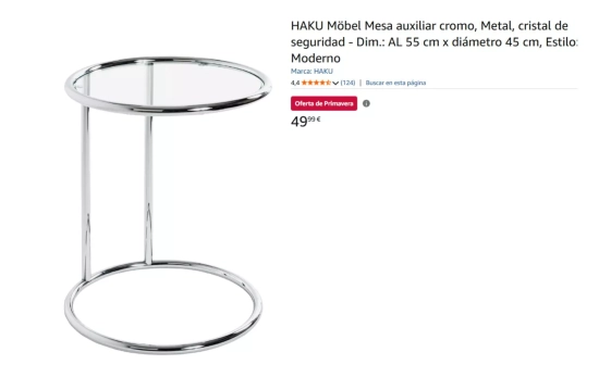 Mesa auxiliar metal/ AMAZON